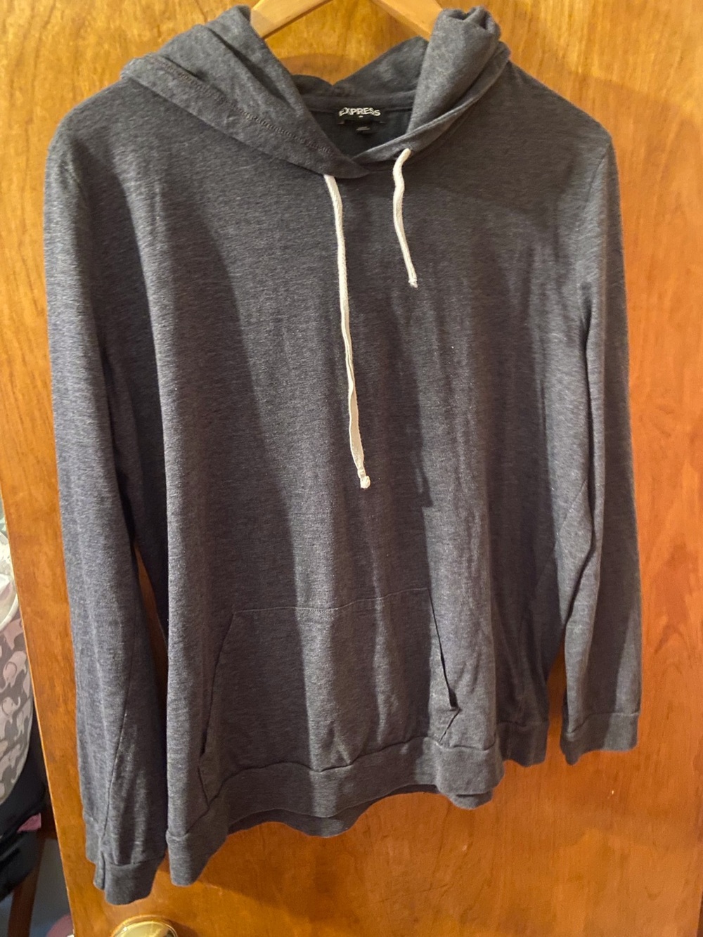 Express Heather Charcoal Hooded Pullover Size Medium